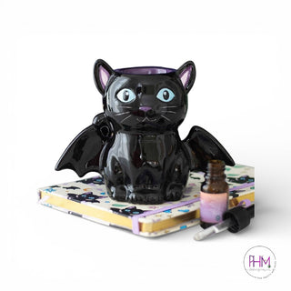 Bewitching Black Batty Cat Ritual Oil Burner  🖤🐈‍⬛✨🌙