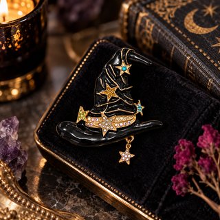 ✨ Hex Appeal | Jeweled Witch Hat Brooch