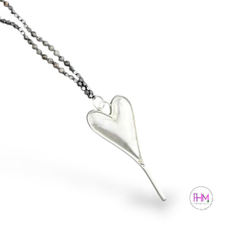 Handmade Heart Pendant Atlas Jasper Necklace 🩶