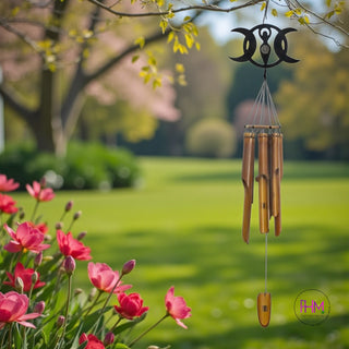 Enchanting Triple Moon Bamboo Wind Chime 🌙🌟