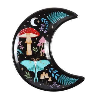 🌙 Dark Forest Crescent Moon Trinket Dish 🦋✨