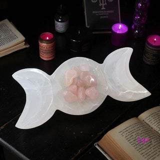 Bewitched Triple Moon Selenite Crystal Dish ✨