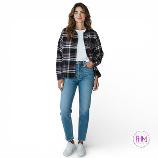 💜 Wicked One Cropped Purple Flannel 💜