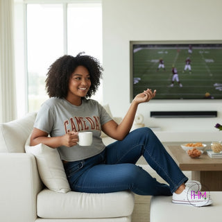 Game Day Puff Women’s Vintage Graphic Crop Top ✨🏈⚾️🥎🏀