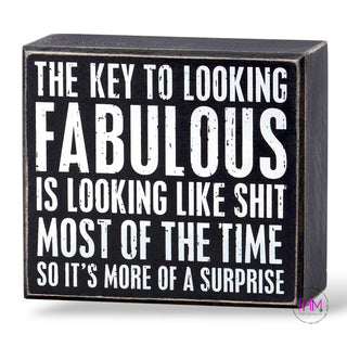 🖤 Key To Looking Fabulous Box Sign | Primitives by Kathy