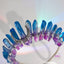 Pink & Blue Aura Quartz with Crescent Moon