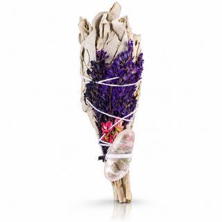 White Sage Torch w/Wildflowers and Crystal