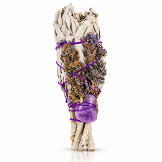 White Sage Torch w/Wildflowers and Crystal