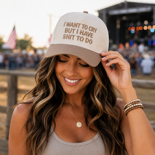 I Want To Cry But I Have Shit To Do Trucker Hat 😭🖤