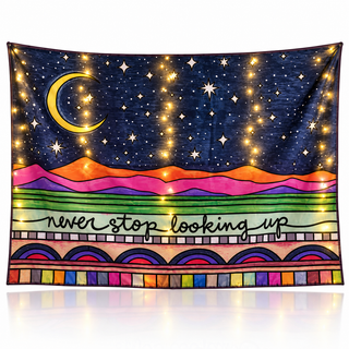 🌙 Never Stop Looking Up | Celestial Light-Up Tapestry