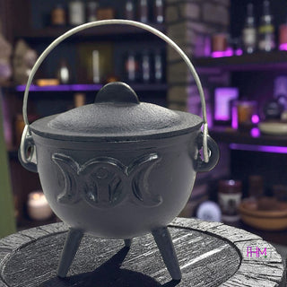 Witching Hour Triple Moon 4.5" Cast Iron Cauldron ⭐️