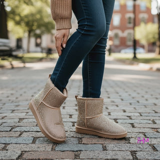 💎 Presley Bedazzled Glam Sherpa Booties 💎