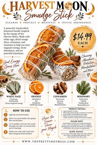 Harvest Moon Smudge Stick | White Sage, Orange, Cinnamon & Rosemary