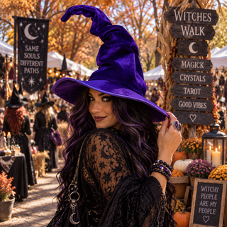 Wickedly Crooked Velvet Witch Hat