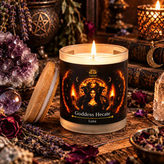 🖤 Hecate's Sacred Flame | Goddess Crystal Candle  🌙🔮