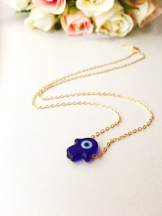 Santorini Hamsa Goddess Necklace 🧿✨