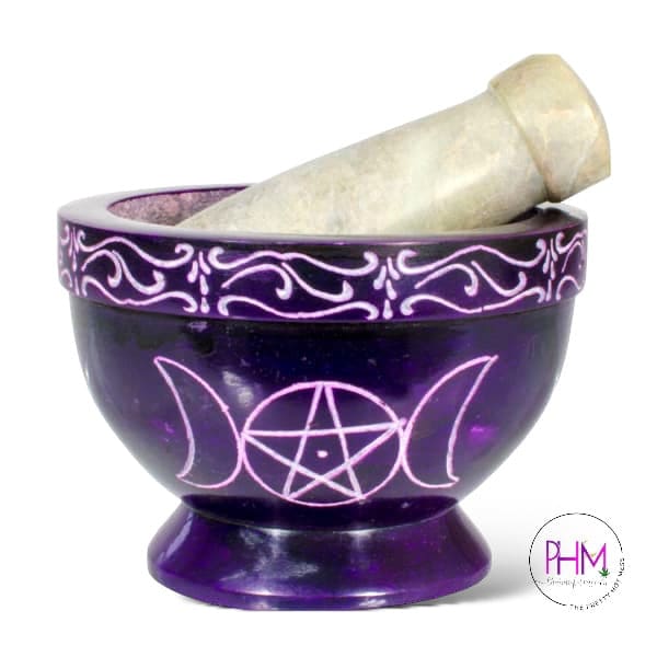 Amethyst Triple Moon Soapstone Mortar Pestle 🌙