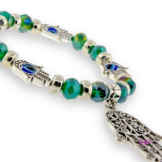 Back Off Fatima Evil Eye Bracelet 🪬 - Emerald