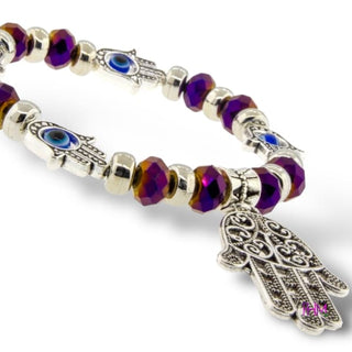 Back Off Fatima Evil Eye Bracelet 🪬 - Amethyst