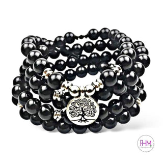 Black Agate Anxiety Mala Beads 🖤 - Necklaces