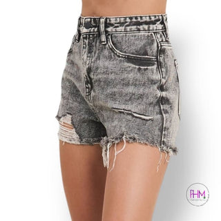 Black Washed Fray Hem Shorts 🖤