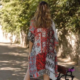 Boho Gypsy Floral Patchwork Kimono - Clothing