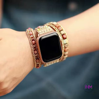 Boho Leather Crystal Wrap Apple Watch Band