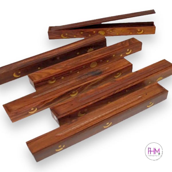 Celestial Wooden Incense Burner Storage Box Combo 🌙