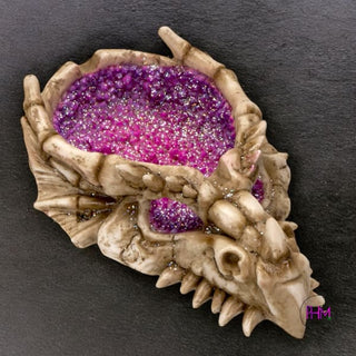 Crystal Geode Dragon Skull Dish 🐉✨ - Incense Burner