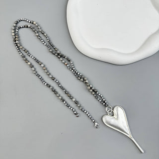 Handmade Heart Pendant Atlas Jasper Necklace 🩶