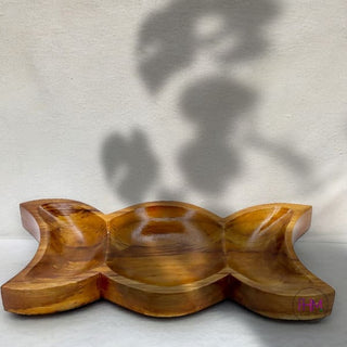 Enchanted Goddess Triple Moon Teakwood Offering Bowl 🌙