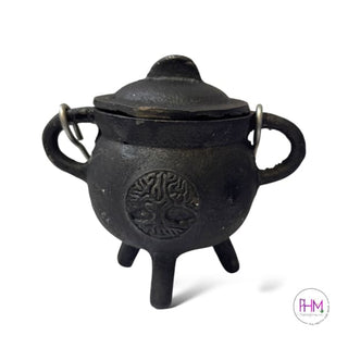 Enchanted Mini Tree of Life Cast Iron Cauldron with Lid ✨🌳