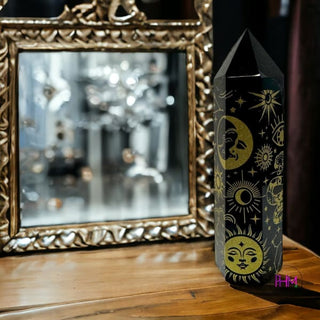Enchanted Mystical Black Obsidian Protection Tower