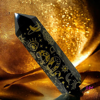 Enchanted Mystical Black Obsidian Protection Tower