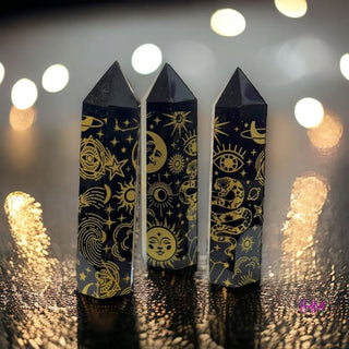 Enchanted Mystical Black Obsidian Protection Tower