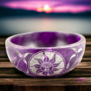 Enchanted Soapstone Smudge Bowls 🌙 - Purple Sun - Magical