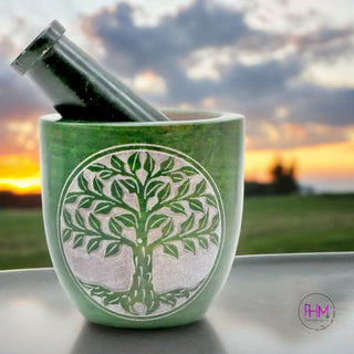 Enchanting Tree of Life Soapstone Mortar Pestle 🌳