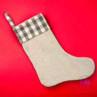 Farmhouse Burlap Holiday Stocking