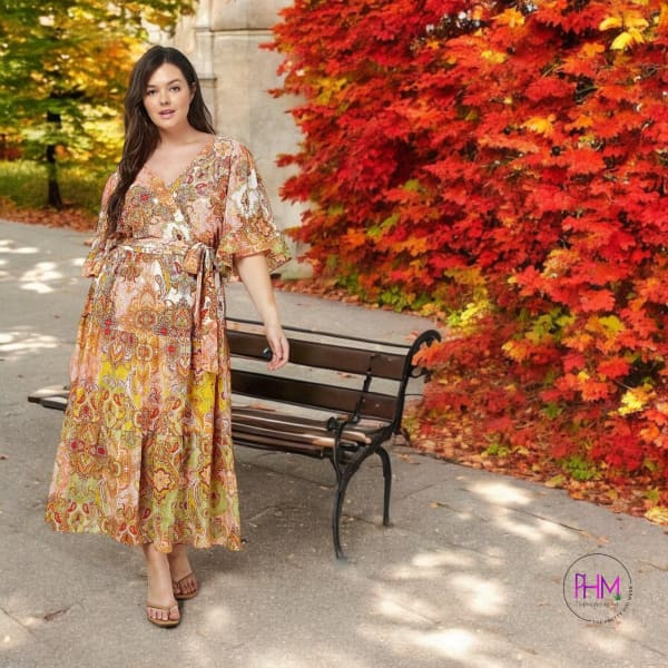 boho ruffle maxi dress Ethereal Bohemian Ruffle Neck Chiffon Maxi Dress for Tropical Getaways & Boho Beach Vacations brown S-M