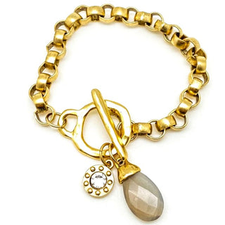 Gold Moonstone and Crystal Charm Bracelet | Loni Paul