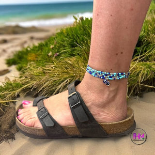 Good Vibes Evil Eye Beaded Anklet