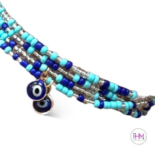 Good Vibes Evil Eye Beaded Anklet