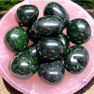 Green Goldstone Tumbled Stone 🔮