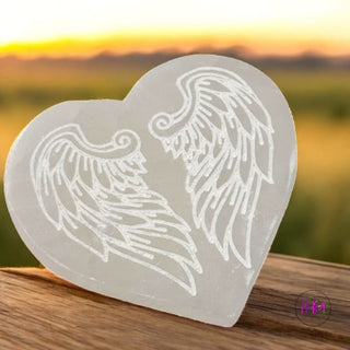 Guardian Angel Engraved Selenite Heart 🔮