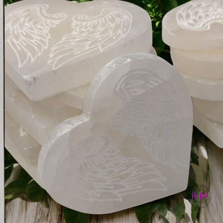 Guardian Angel Engraved Selenite Heart 🔮