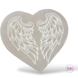 Guardian Angel Engraved Selenite Heart 🔮