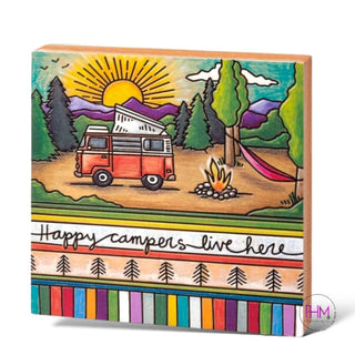Happy Campers Live Here Wooden Sign ☀️