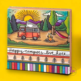 Happy Campers Live Here Wooden Sign ☀️