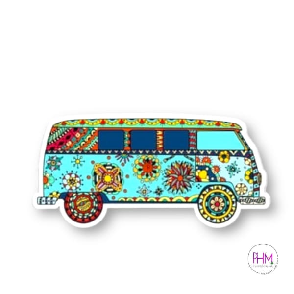 Hippie Volkswagen Van Color Sticker