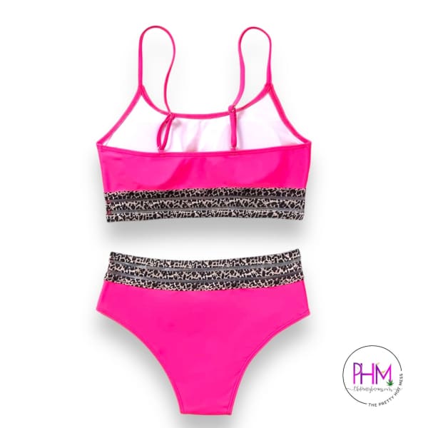 Hot Pink Bombshell Cheetah Full Coverage Bikini - swimsuit